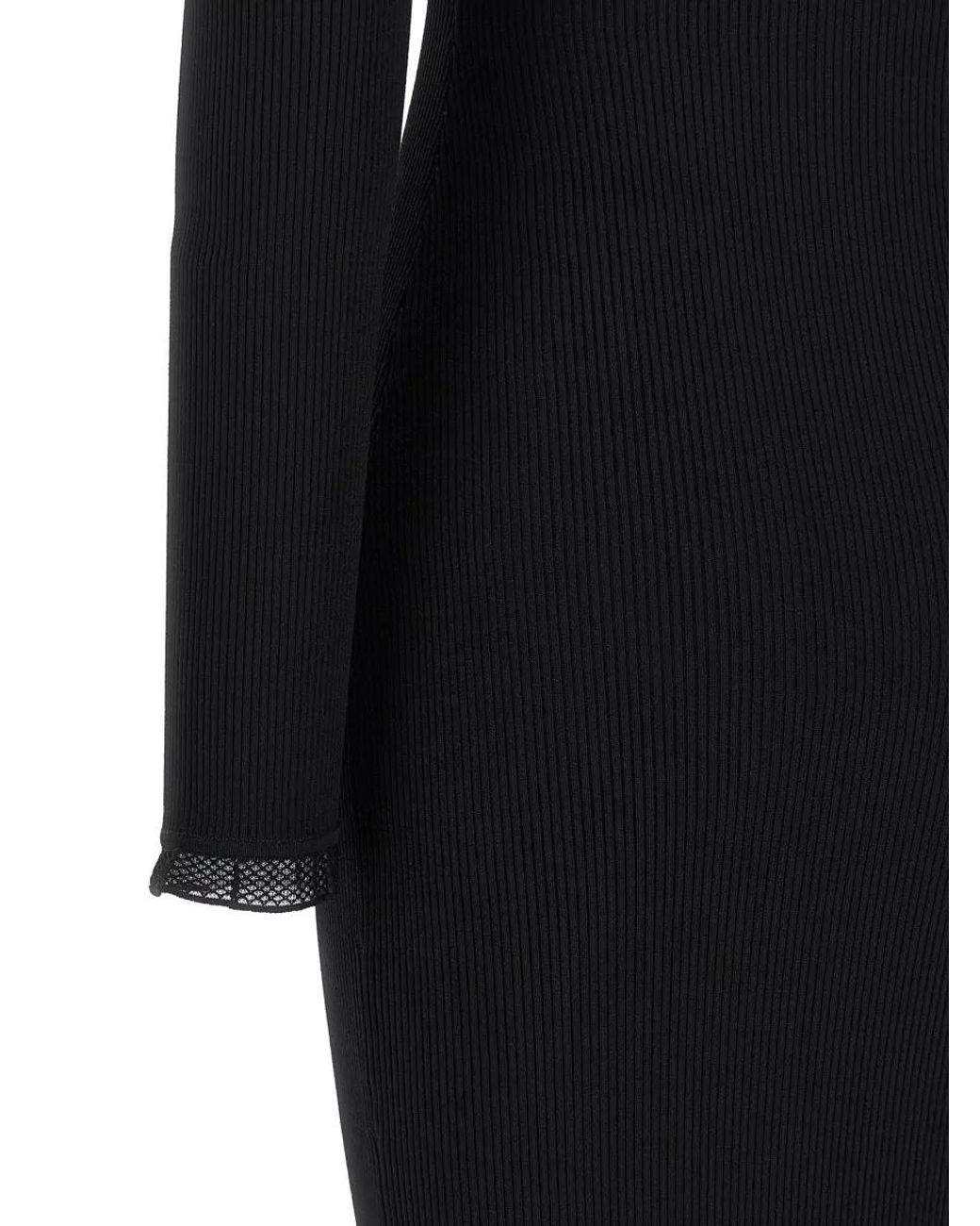 Elisabetta Franchi Blue Ribbed Midi Mock Neck Knit Dress