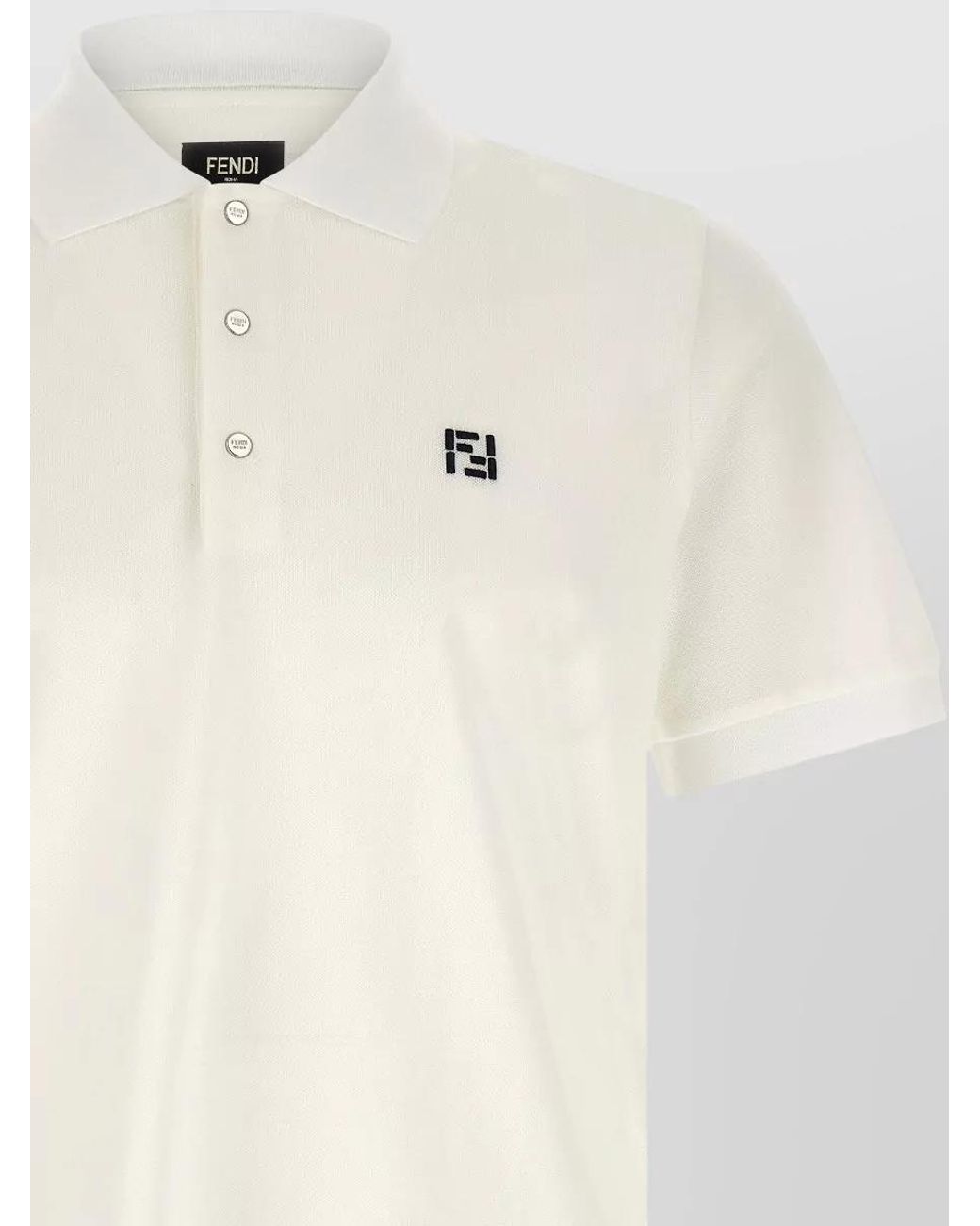 Fendi Natural Cotton Piqué Short-Sleeve Polo Shirt for men