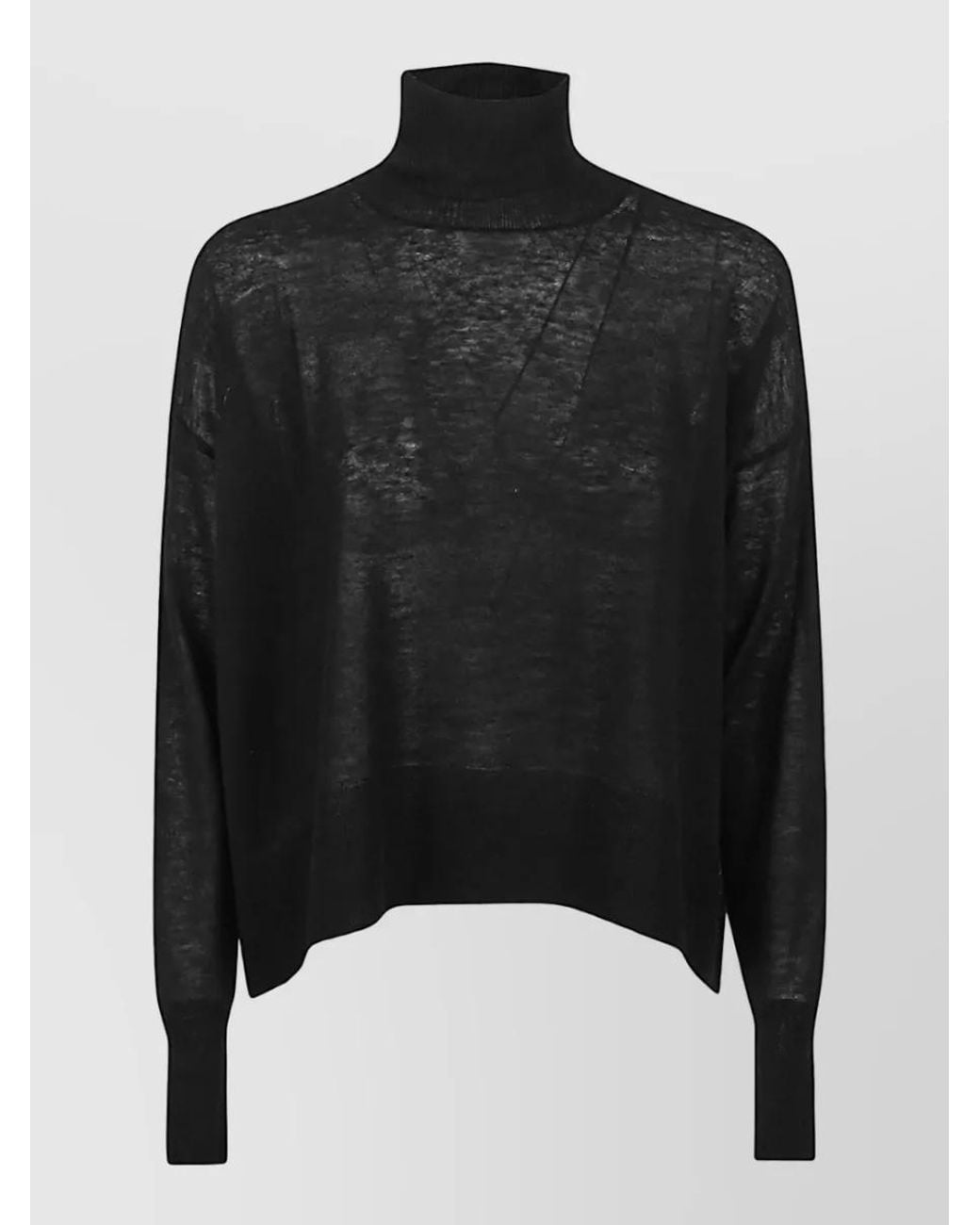 C.t. Plage Black Cashmere Turtleneck Long-Sleeve Sweater