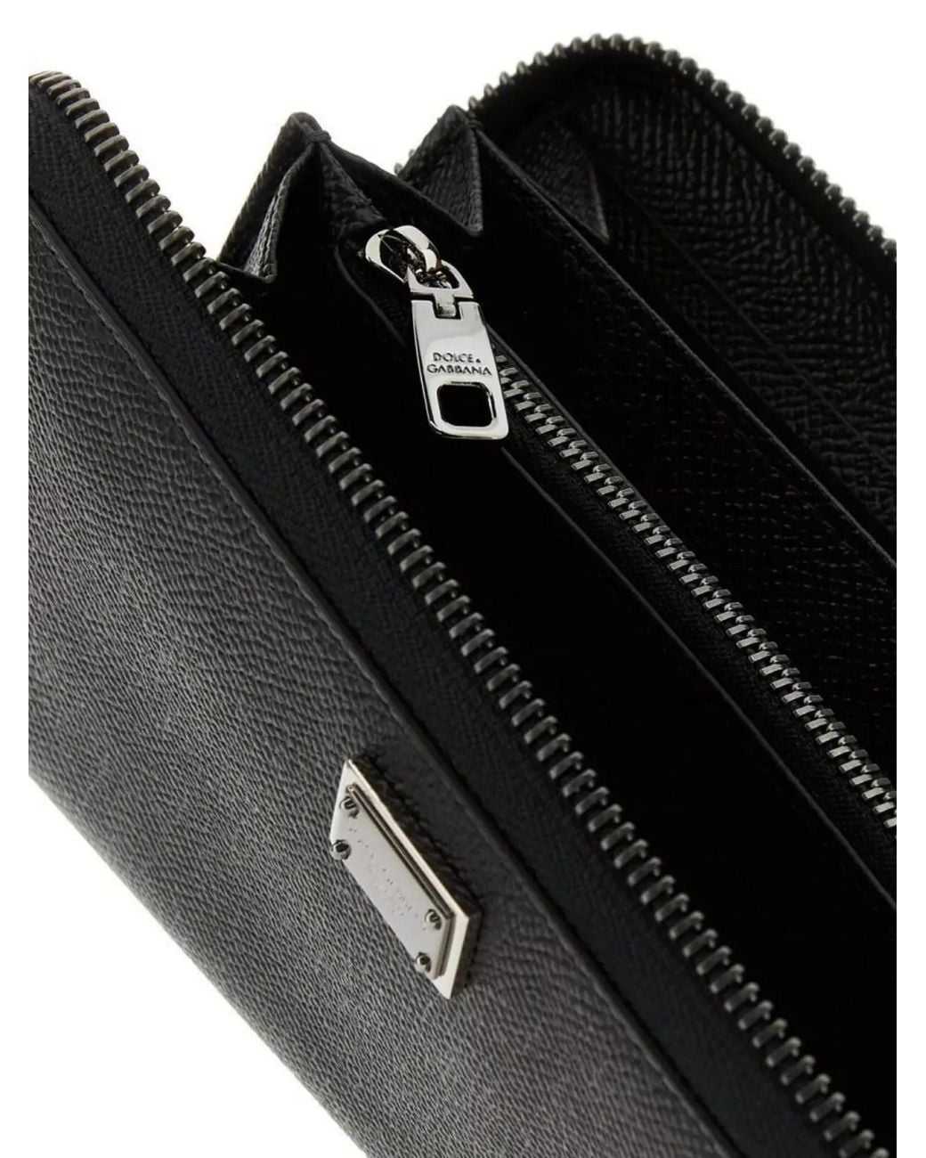 Dolce & Gabbana Black Leather Zip Around Wallet for men