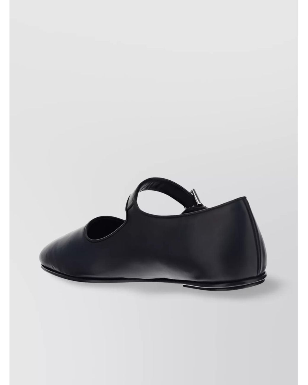 The Row Black Leather Mary Jane Ballerina Shoes