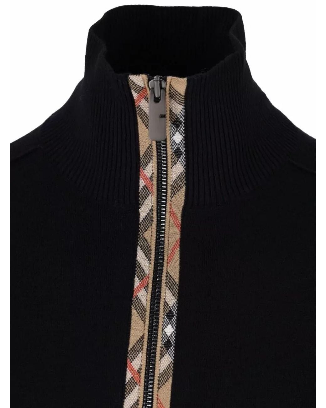 Burberry Black Wool Crewneck Jacket for men