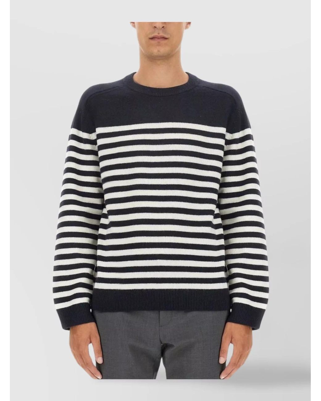 Theory Black Striped Wool Cashmere Jumper for men