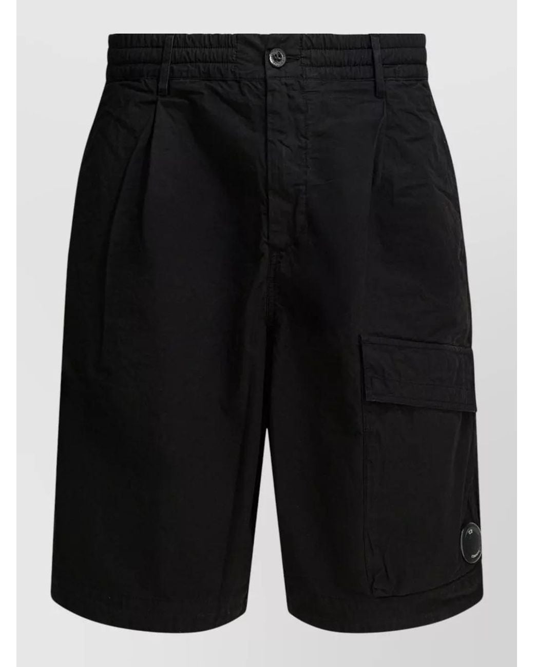 C P Company Black Cotton Cargo Shorts for men