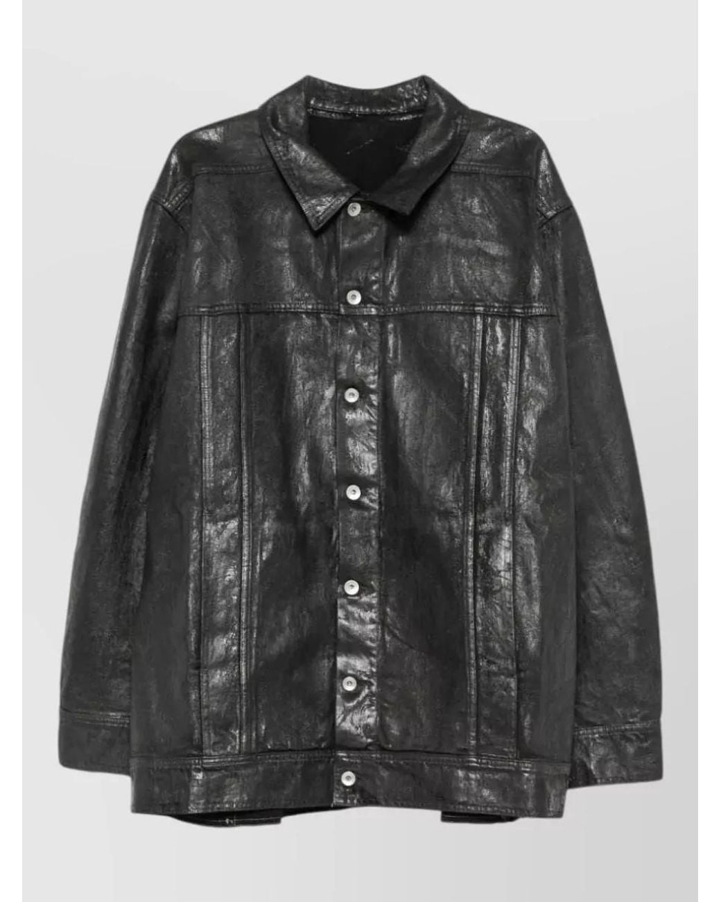 Rick Owens Black Denim Coated Long-Sleeve Jacket for men