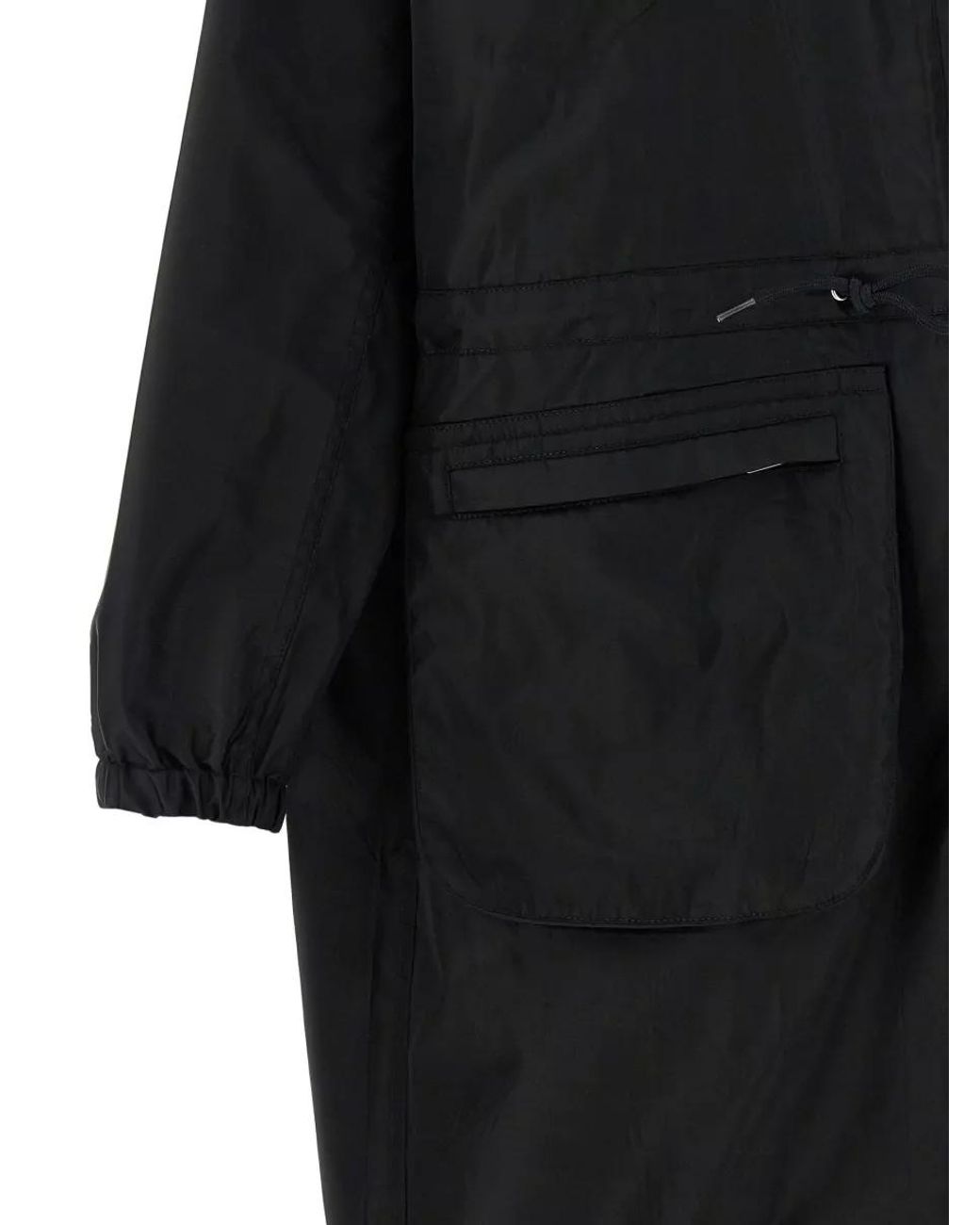 Prada Black Hooded Oversized Technical Raincoat