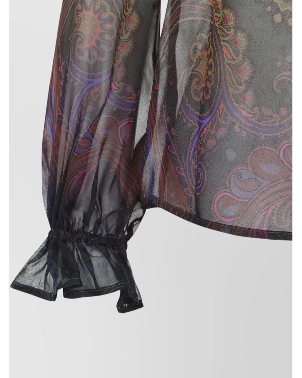 Etro Brown Paisley Print Ruffled Silk Blouse