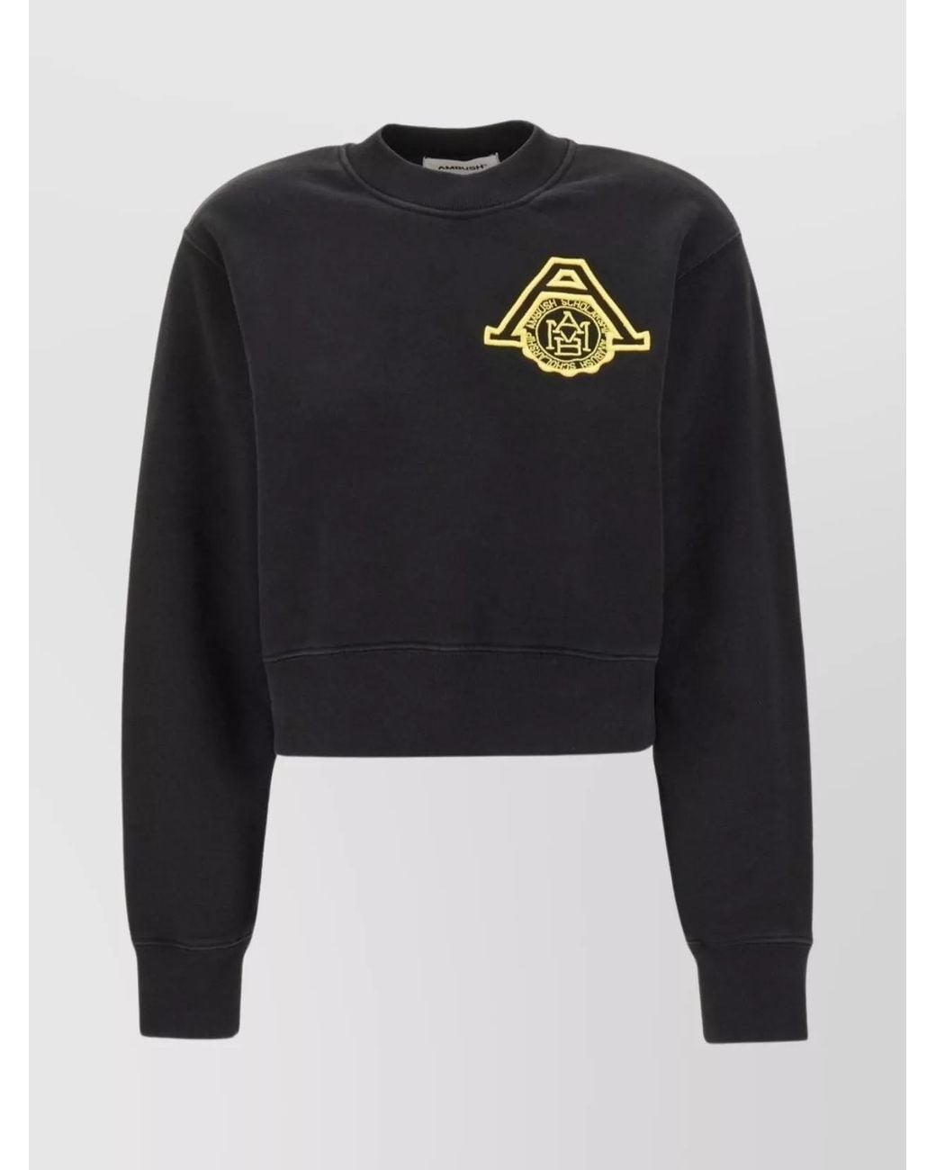 Ambush Black Cropped Cotton Logo-Embroidered Sweatshirt