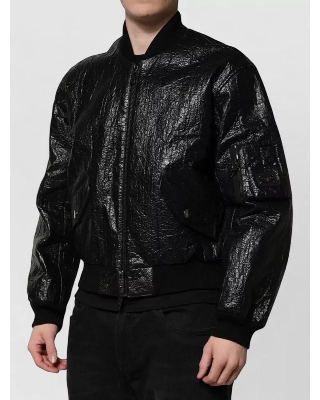 Dolce & Gabbana Black Leather Bomber Jacket for men