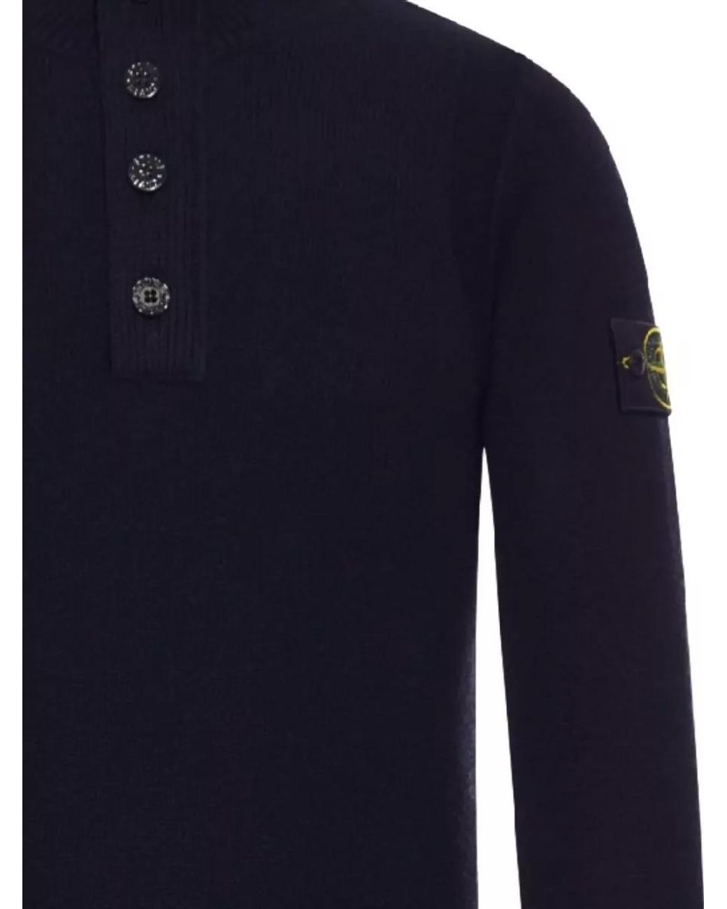 Stone Island Blue Wool Ribbed Turtleneck Sweater for men