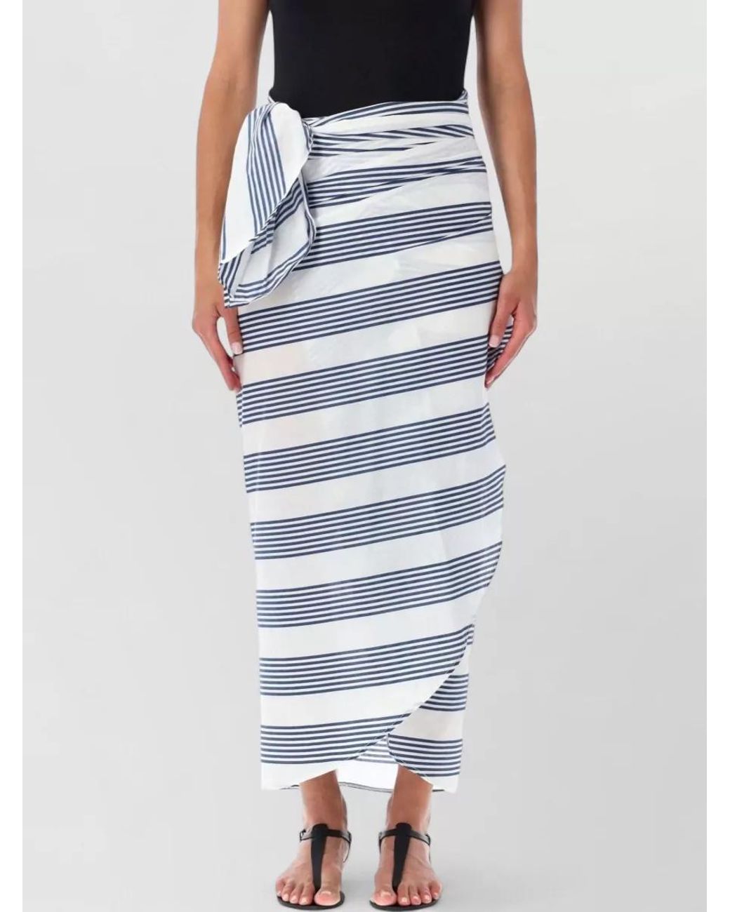 Frankie Shop Blue Cotton Wrap Skirt