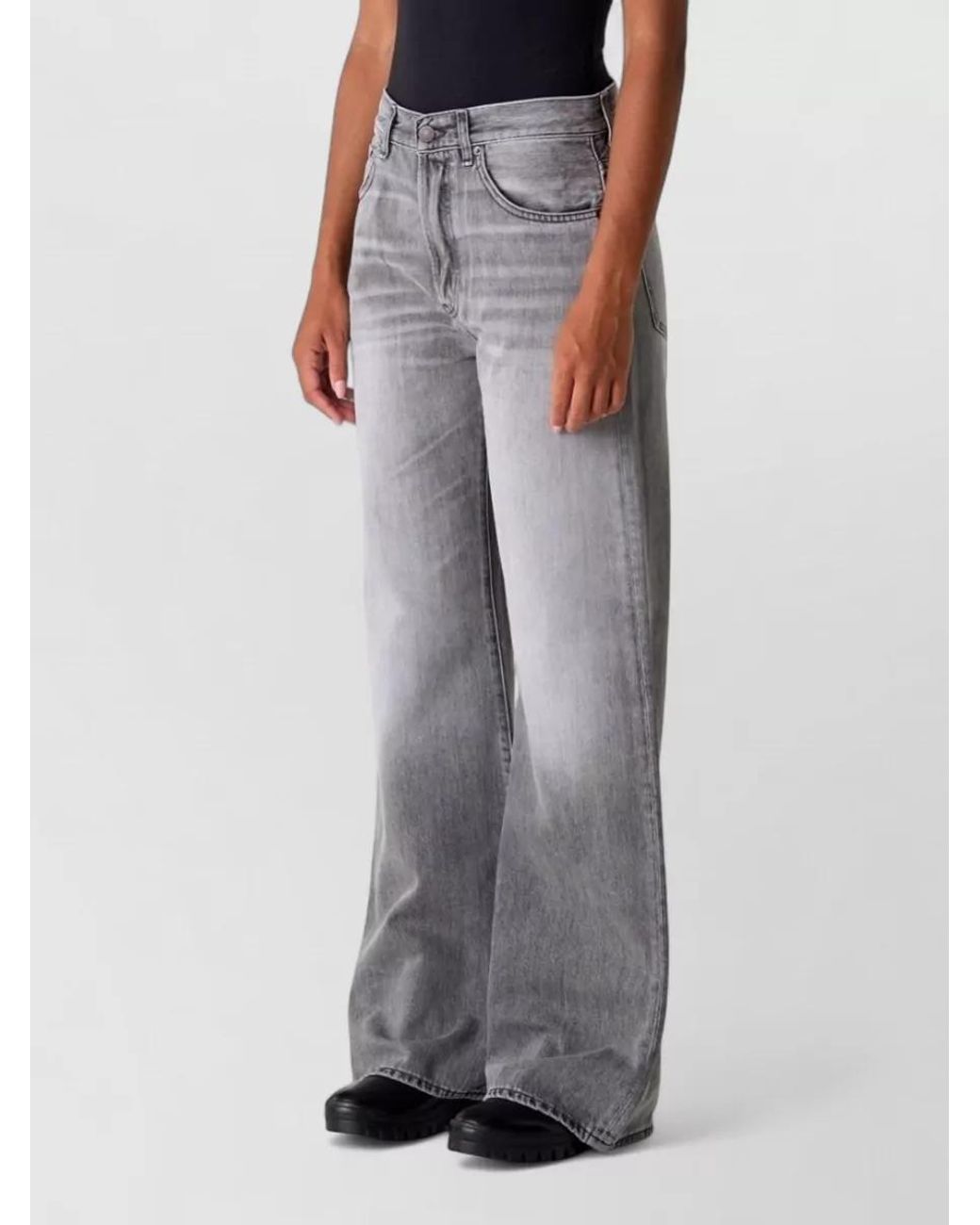 Acne Gray Wide-Leg Denim Jeans