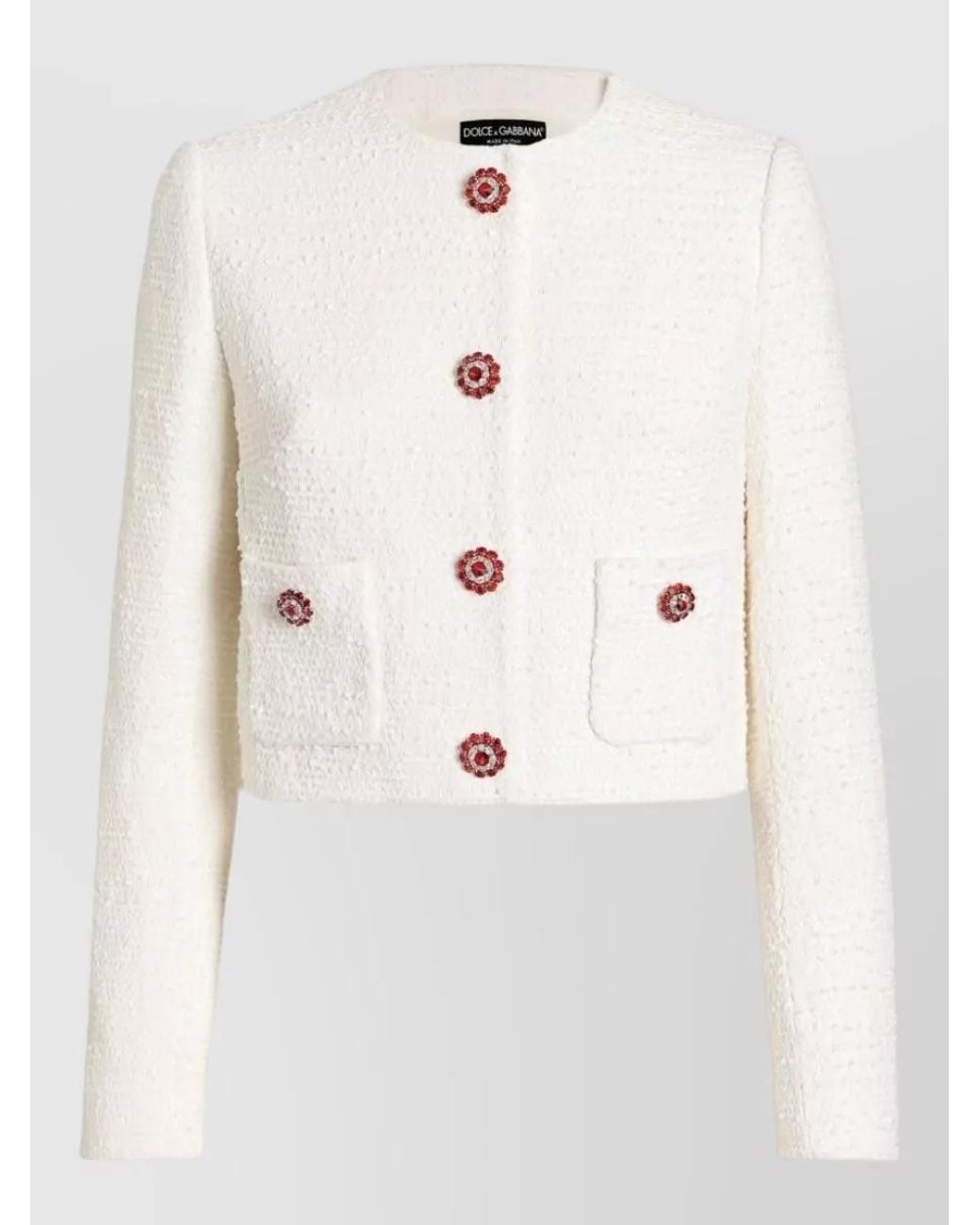 Dolce & Gabbana Natural Single-Breasted Tweed Jacket