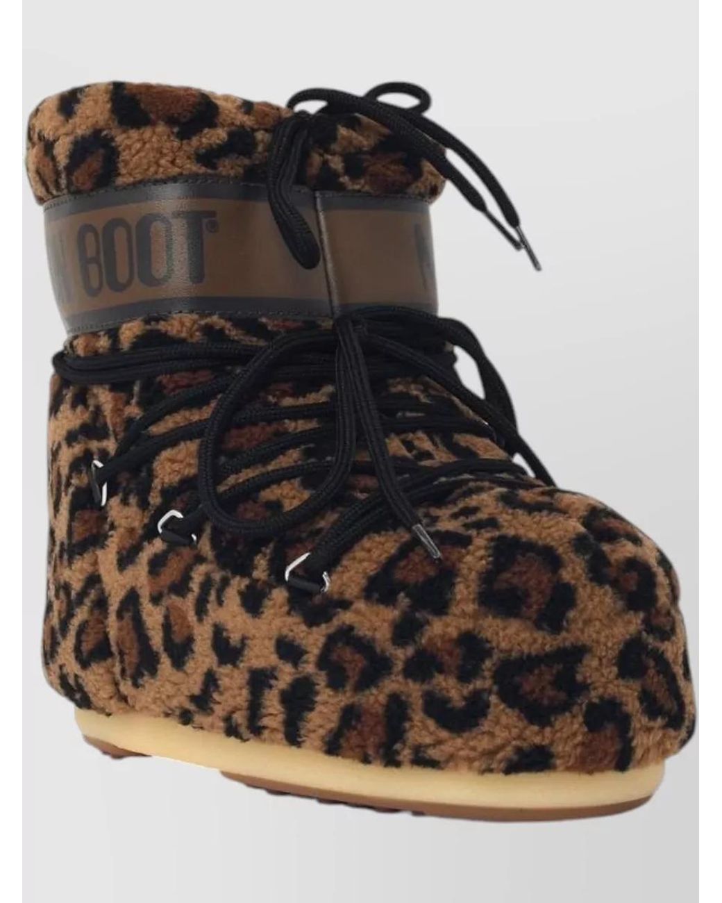 Moon Boot Black Leopard Teddy Boots