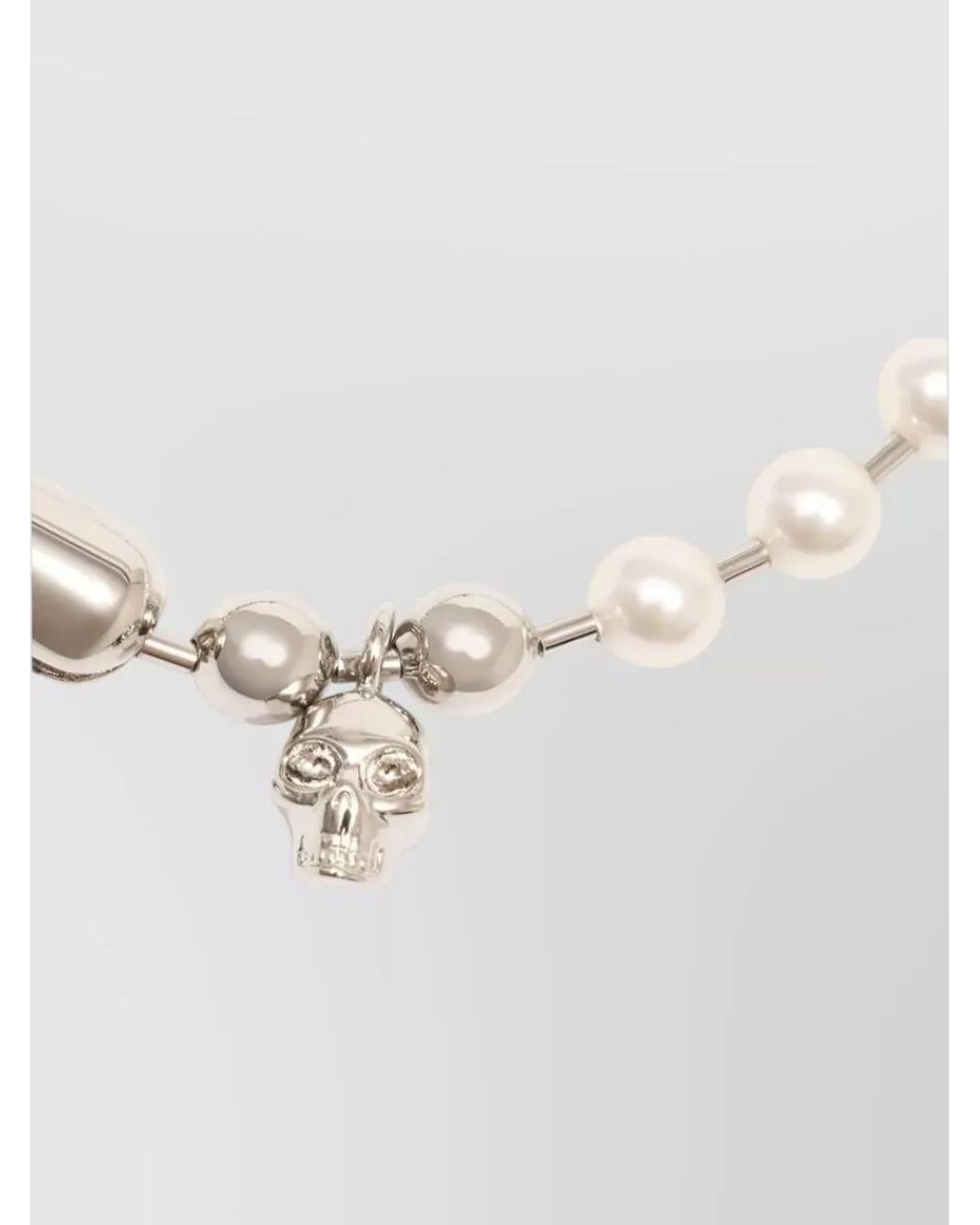 McQueen White Beaded Chain Bracelet for men