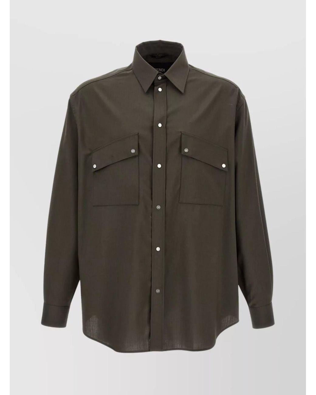 Fendi Gray Wool Overshirt for men