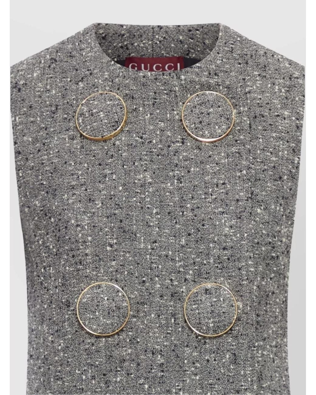 Gucci Gray Wool Sleeveless Double-Breasted Mini Dress