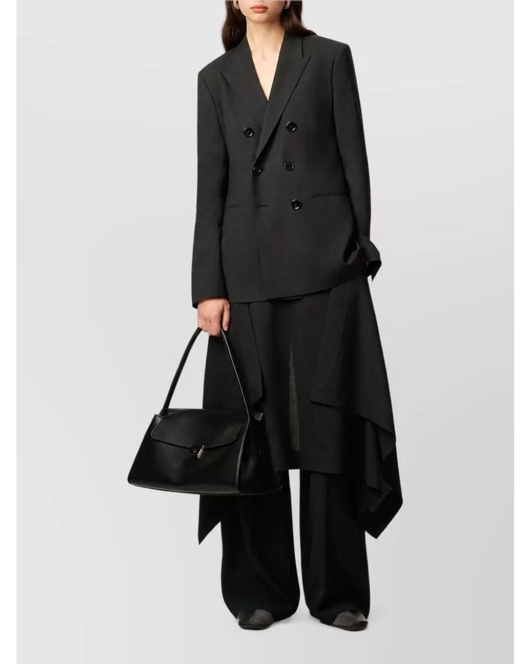 AMI Black Virgin Wool Double-Breasted Suit Jacket