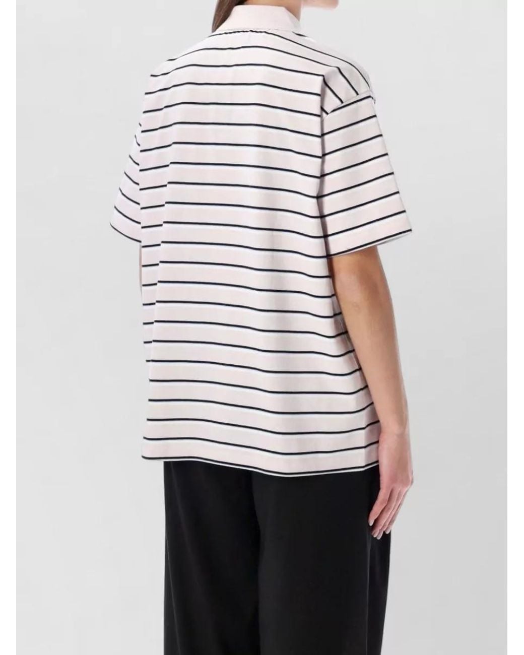 ROTATE BIRGER CHRISTENSEN White Striped Oversized Polo Shirt
