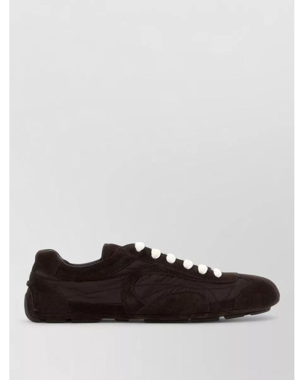 Prada White Suede Leather Low-Top Sneakers
