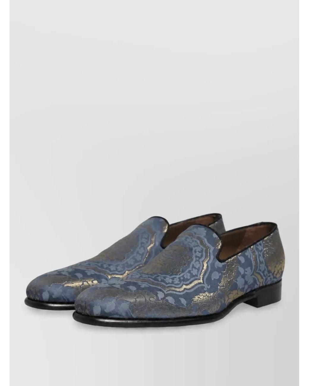 Dolce & Gabbana Blue Floral Brocade Monk Shoes for men