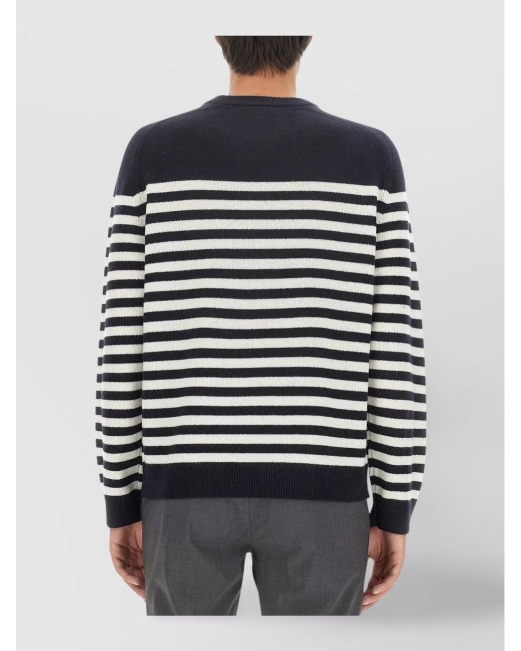 Theory Black Striped Wool Cashmere Jumper for men