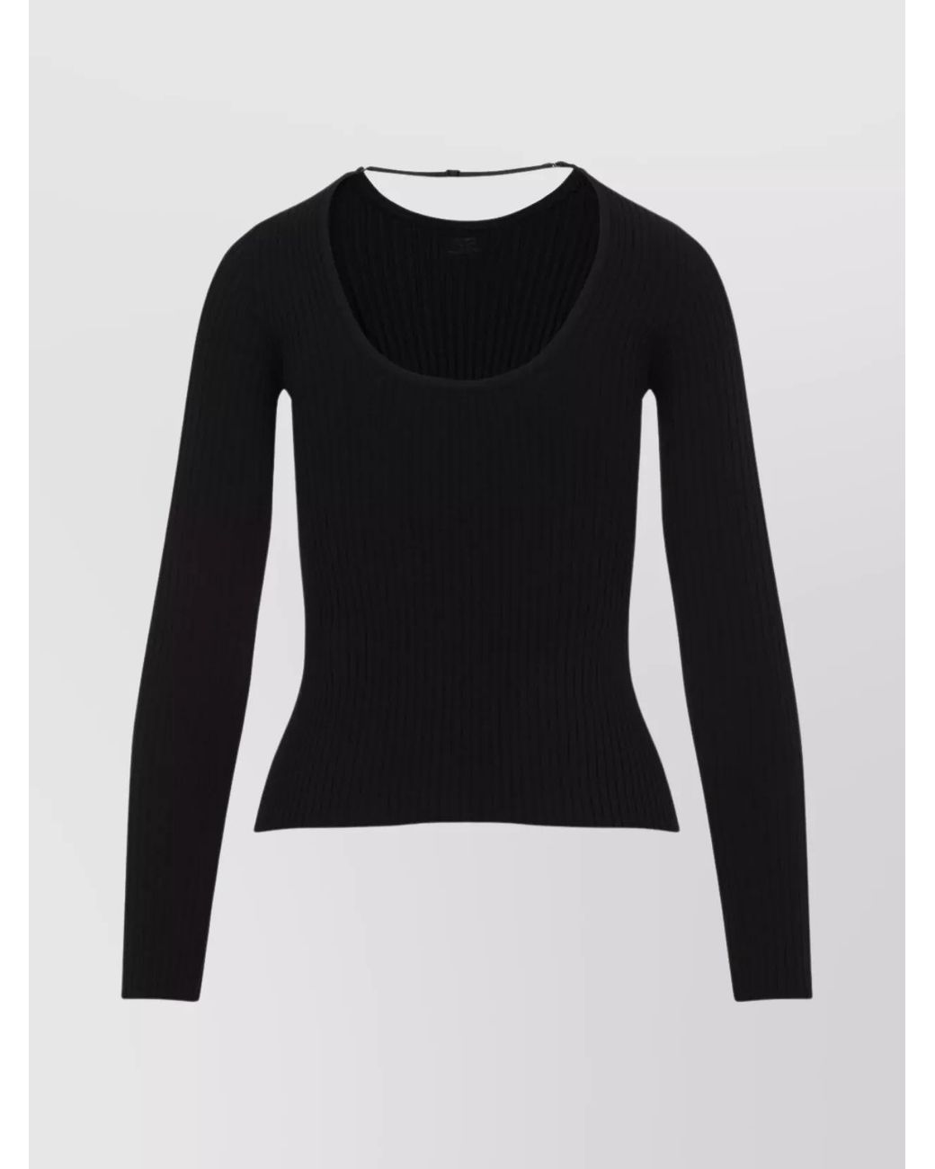 Courreges Black Ribbed Slim-Fit Long-Sleeve Open-Back Knitted Top