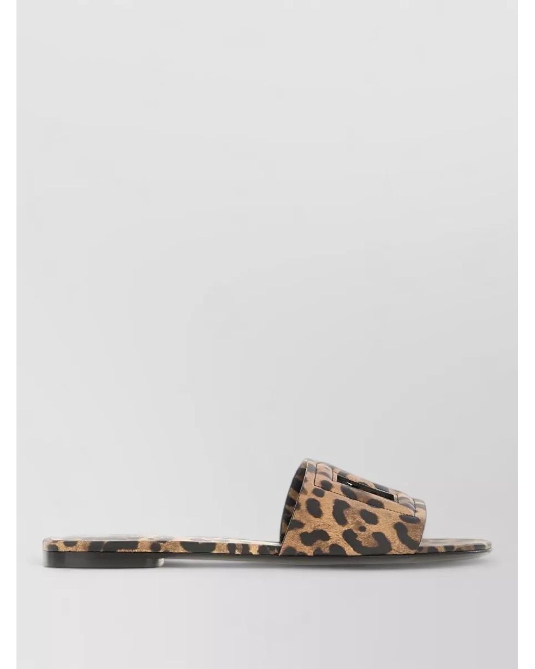 Dolce & Gabbana Multicolor Leather Leopard-Print Flat Slides