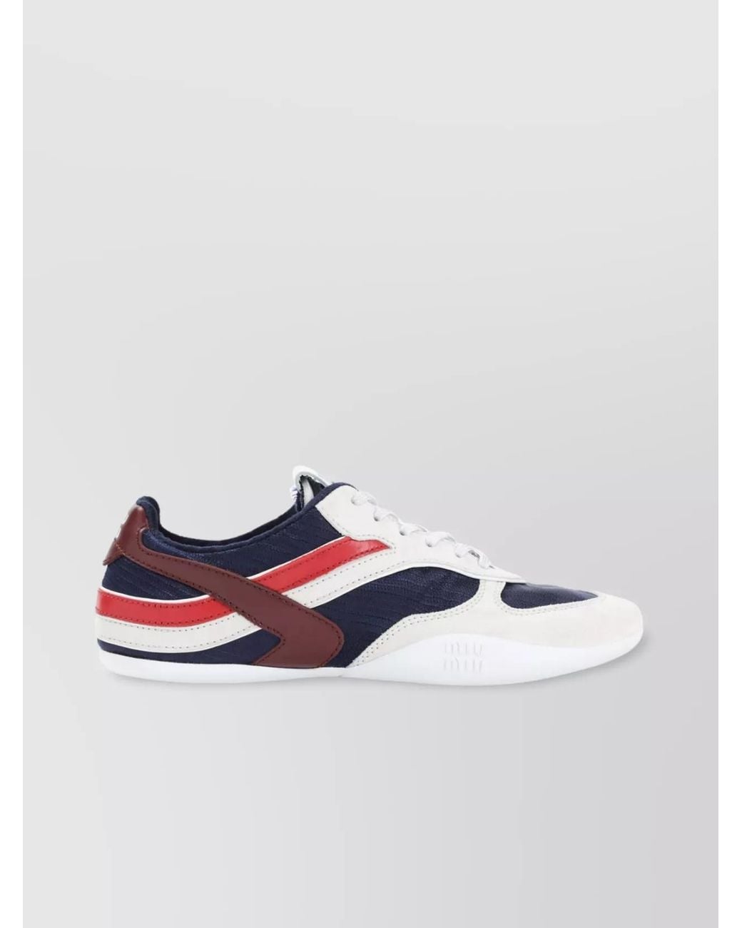 Miu Miu Metallic Technical Fabric And Suede Low-Top Sneakers