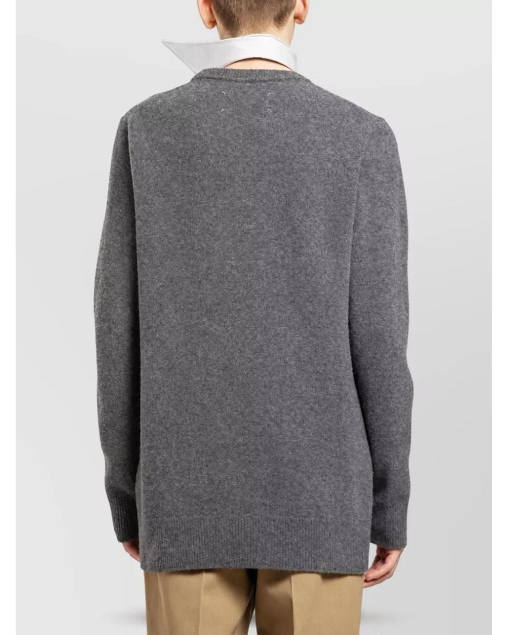 Maison Margiela Gray Wool Crewneck Sweater for men