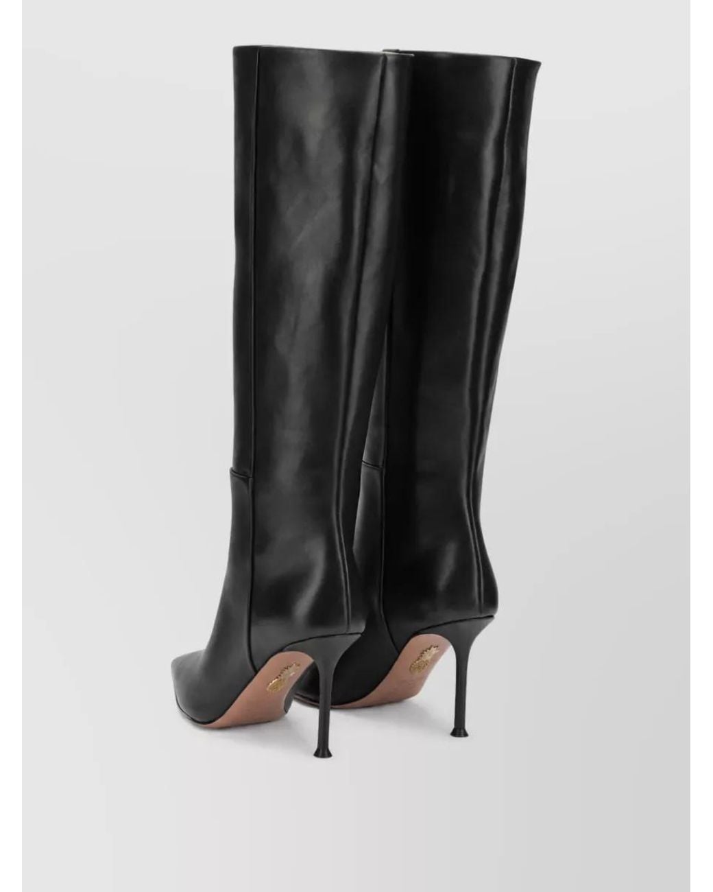 Aquazzura Black Leather Harper 85Mm Knee-High Boots