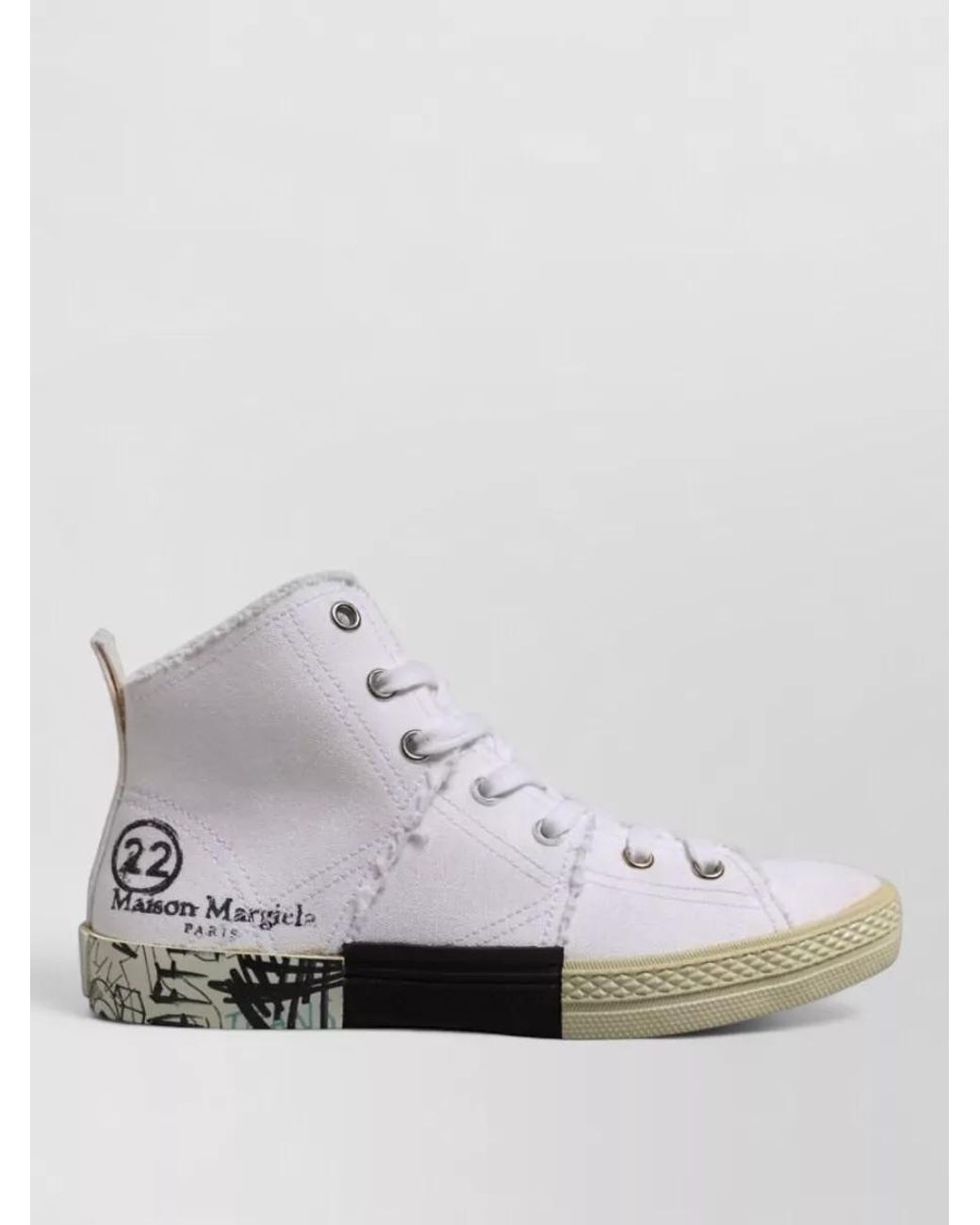 Maison Margiela Gray Cotton Lace-Up Mid-Top Sneakers