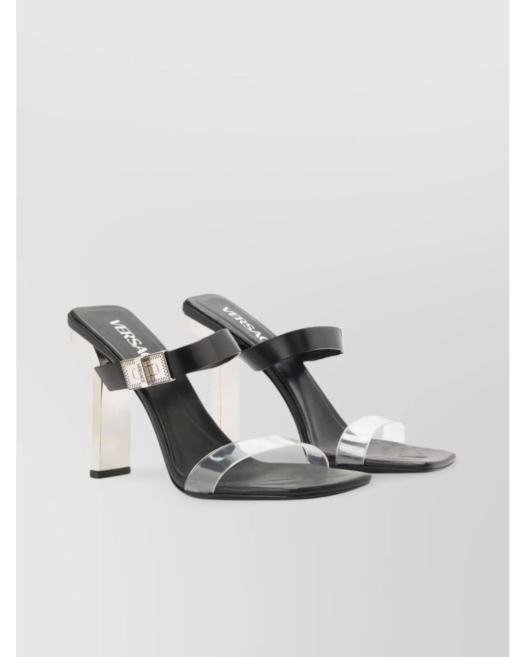 Versace Multicolor Leather Logo-Plaque High-Heel Sandals