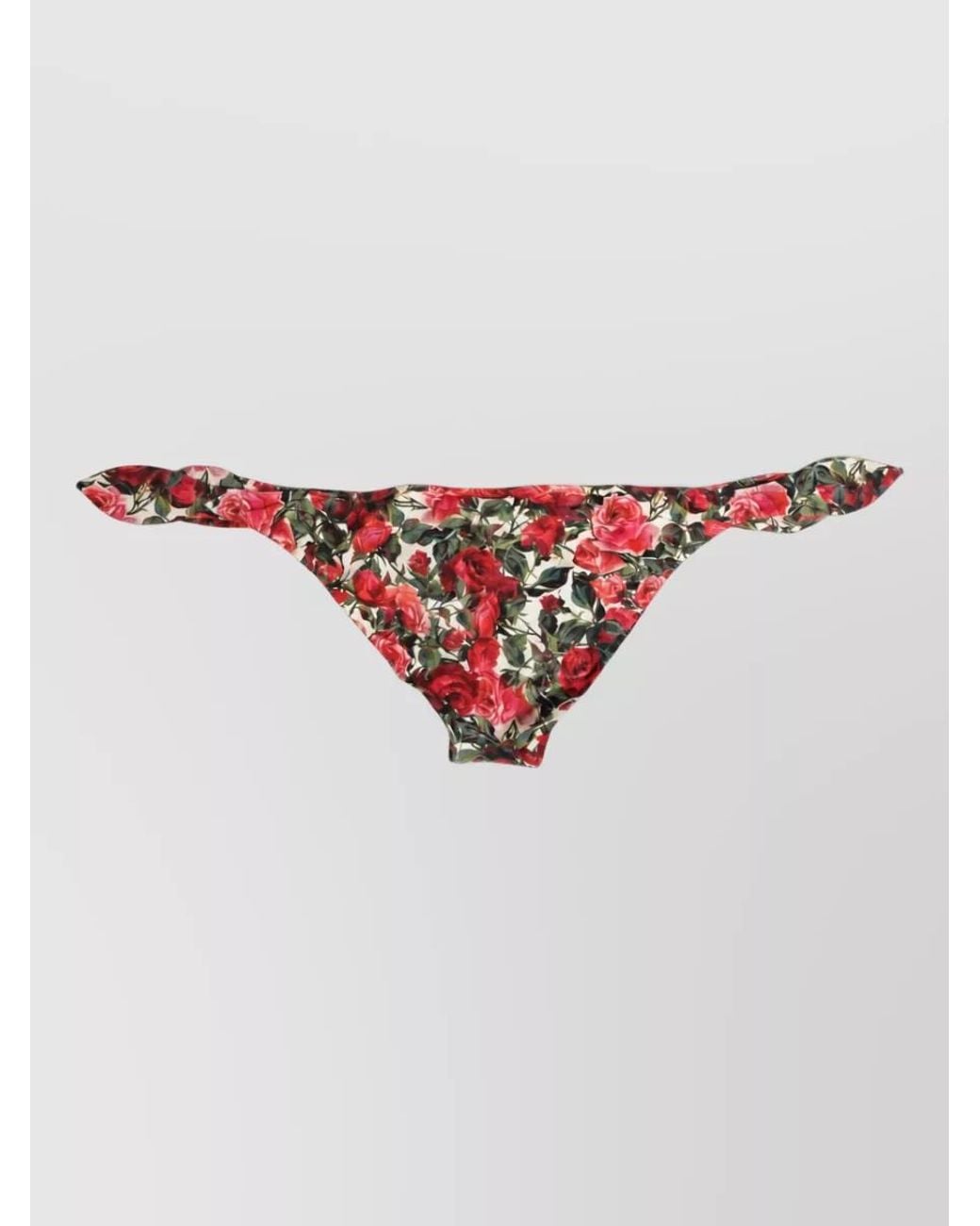 Dolce & Gabbana Red Floral Print Bikini Bottoms
