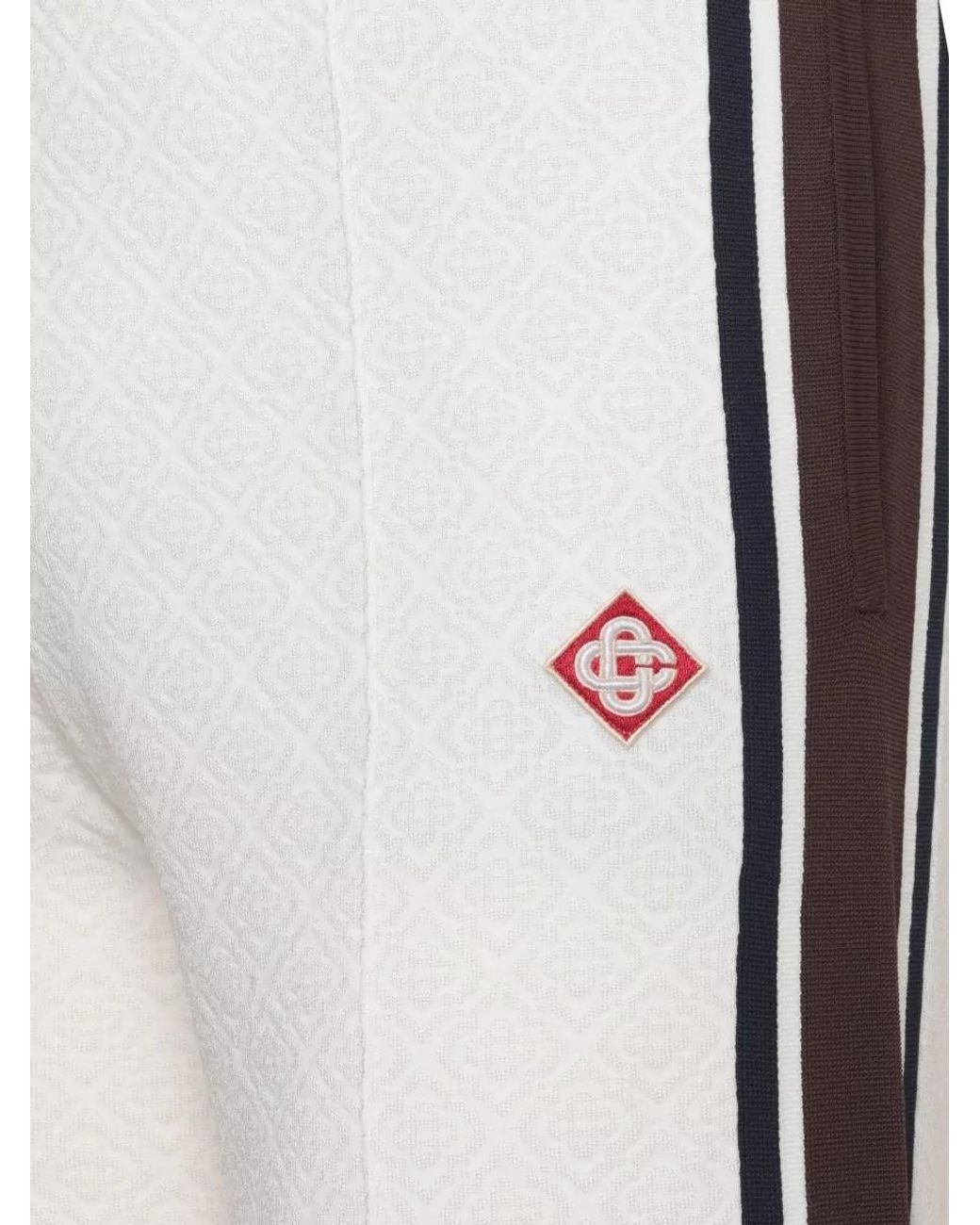 Casablanca White Ribbed Logo-Pattern Drawstring Chino Shorts for men