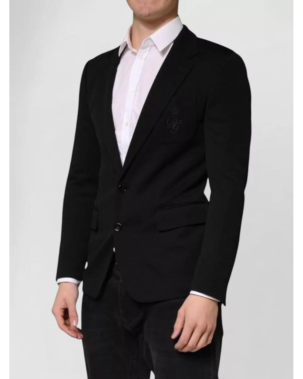 Dolce & Gabbana Black Wool Single Breasted Blazer for men