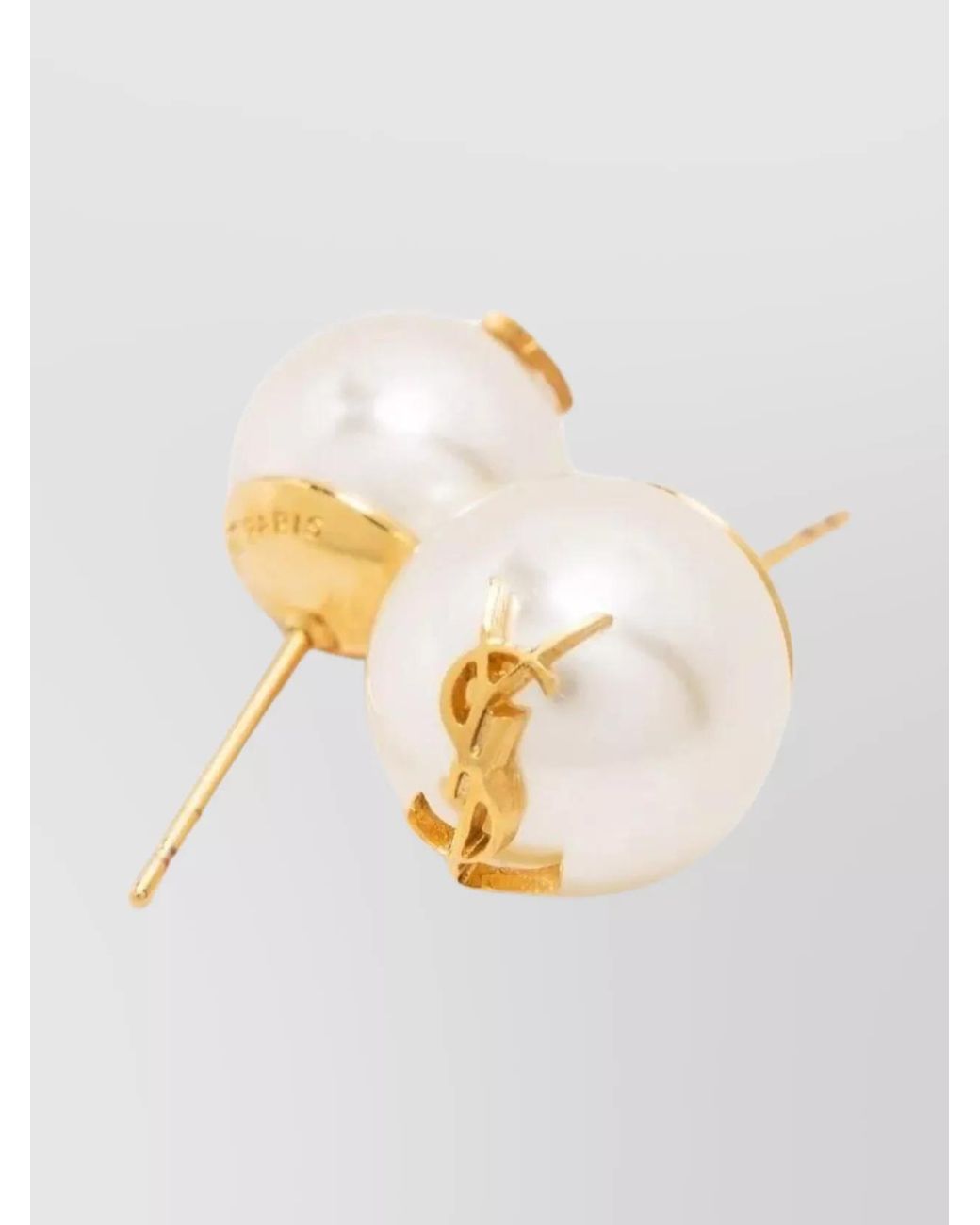 Saint Laurent Metallic Asymmetric Pearl Earrings