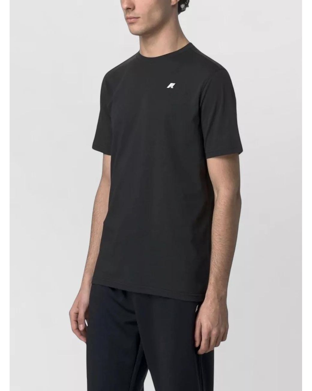 K-Way Black Cotton Slim-Fit Short-Sleeve T-Shirt for men