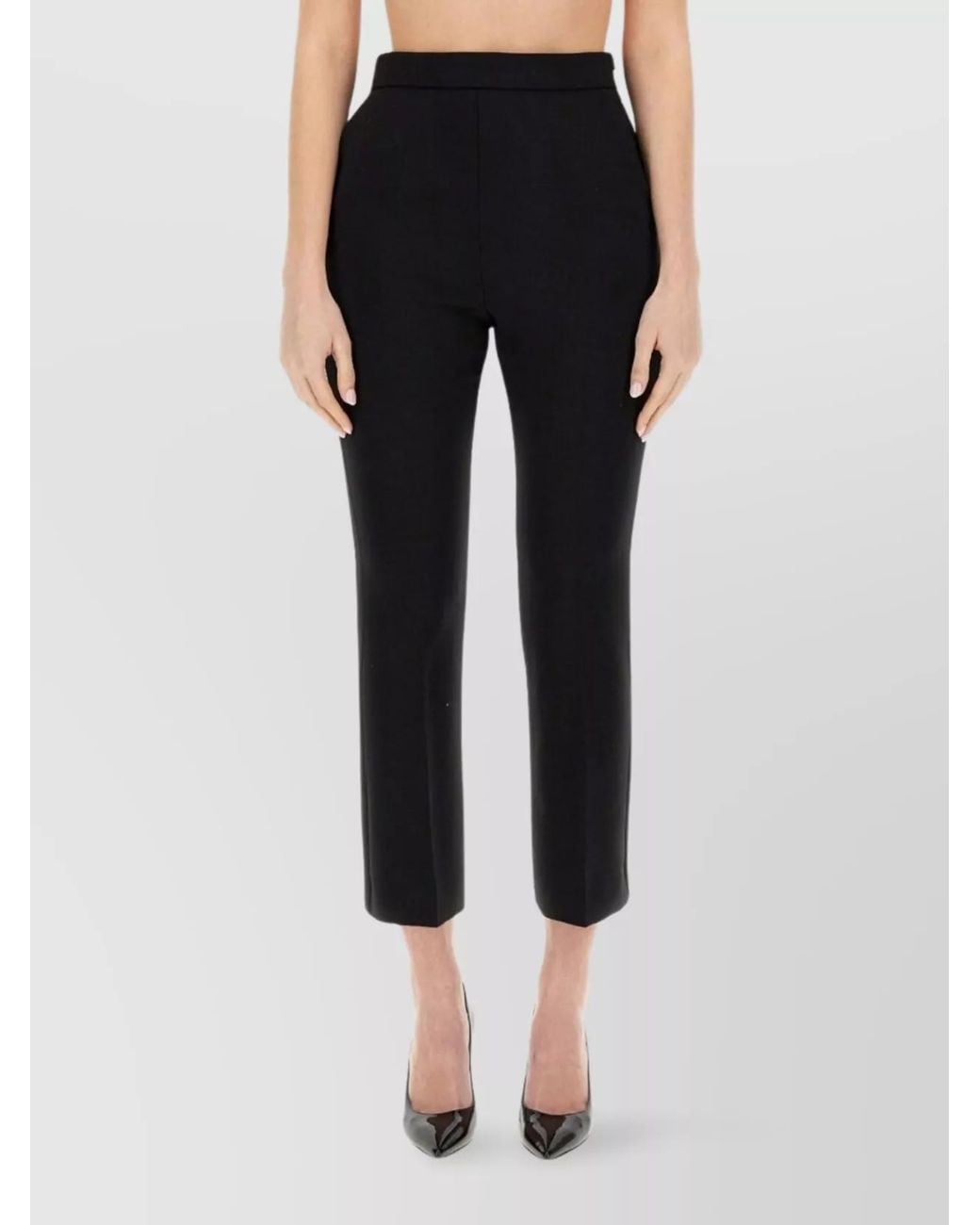 Max Mara Black Virgin Wool Regular-Fit Cropped Trousers