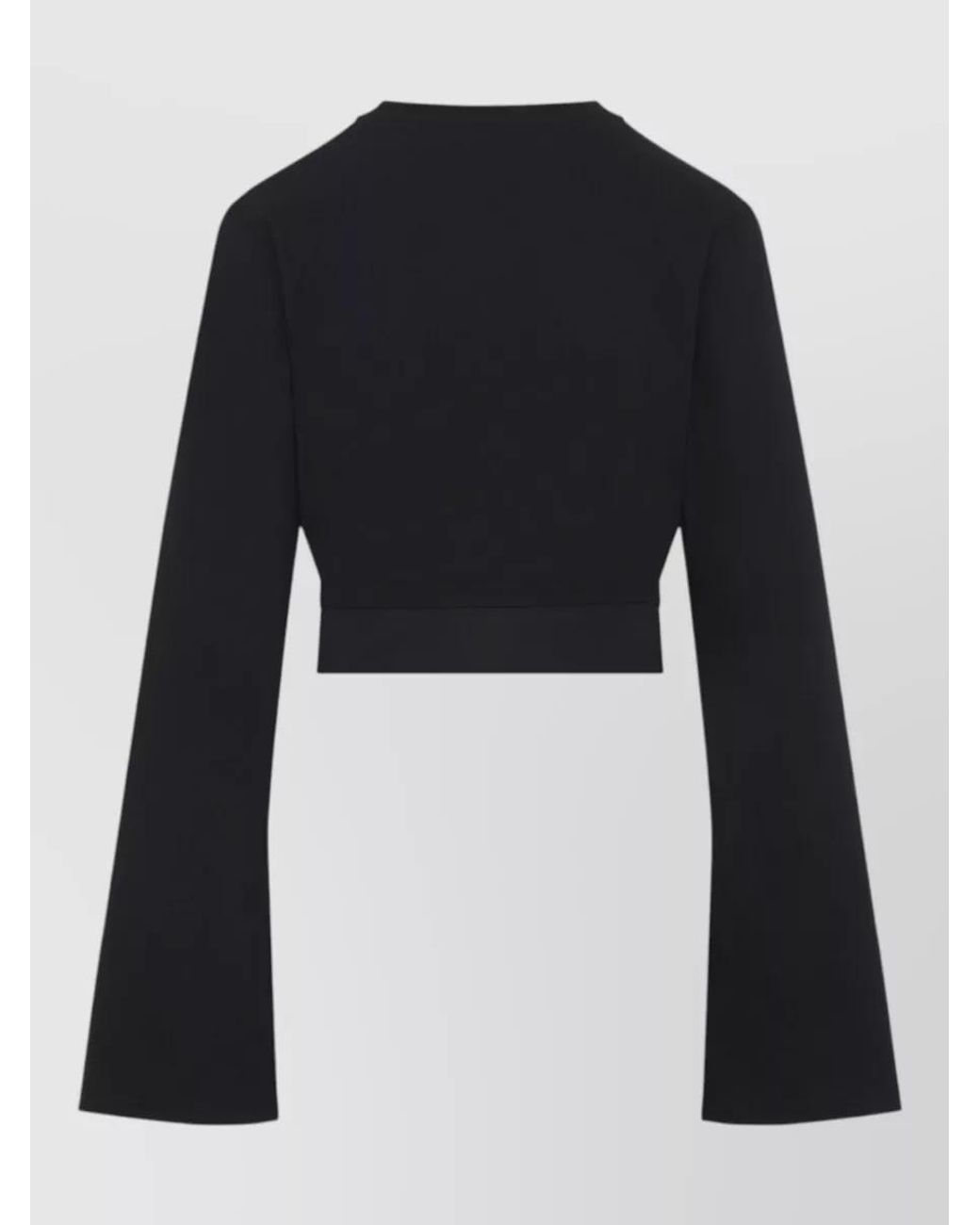 Lanvin Black Silk Cotton Grosgrain Cropped Long-Sleeve Top