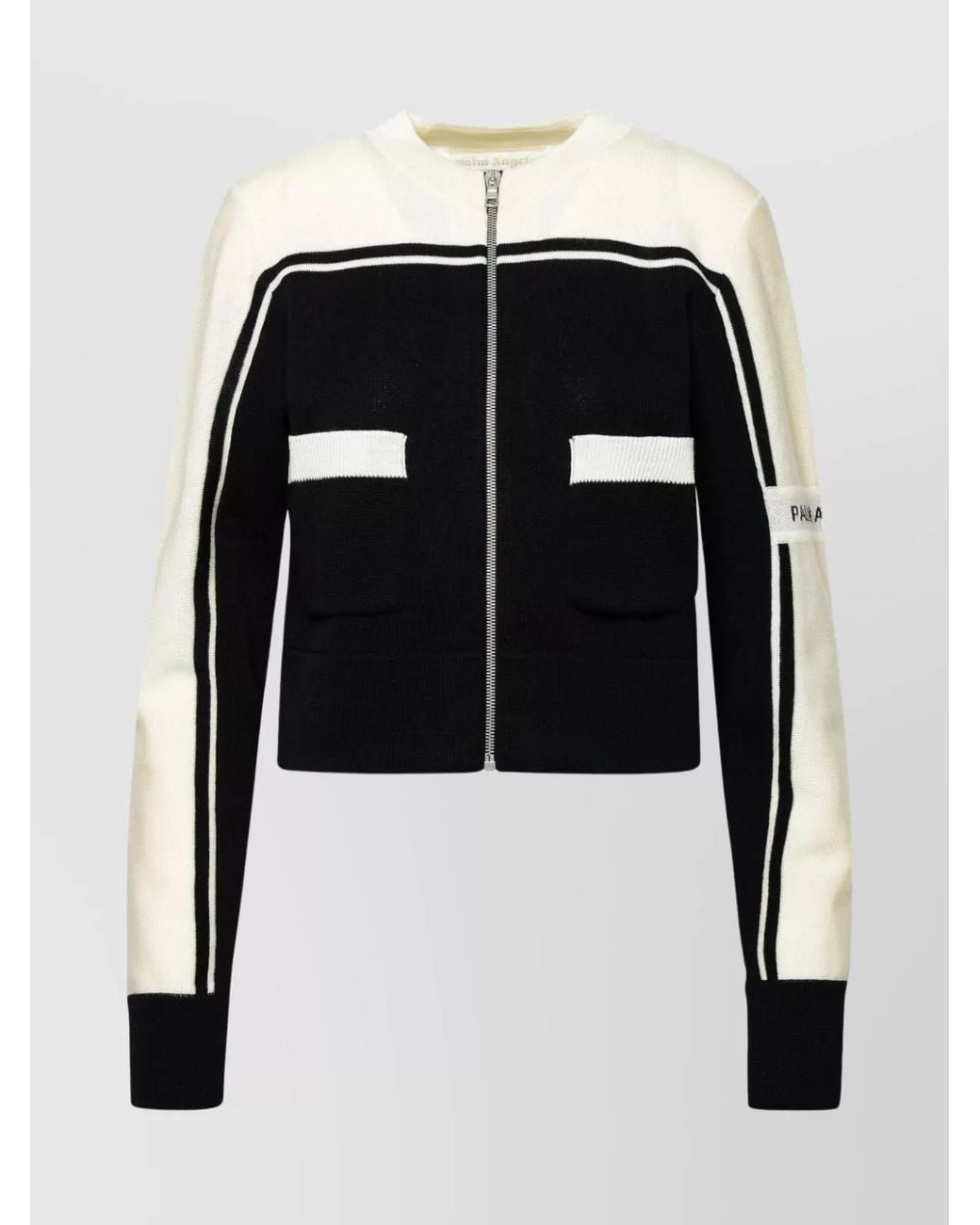 Palm Angels Black Wool Ribbed Zip Cardigan