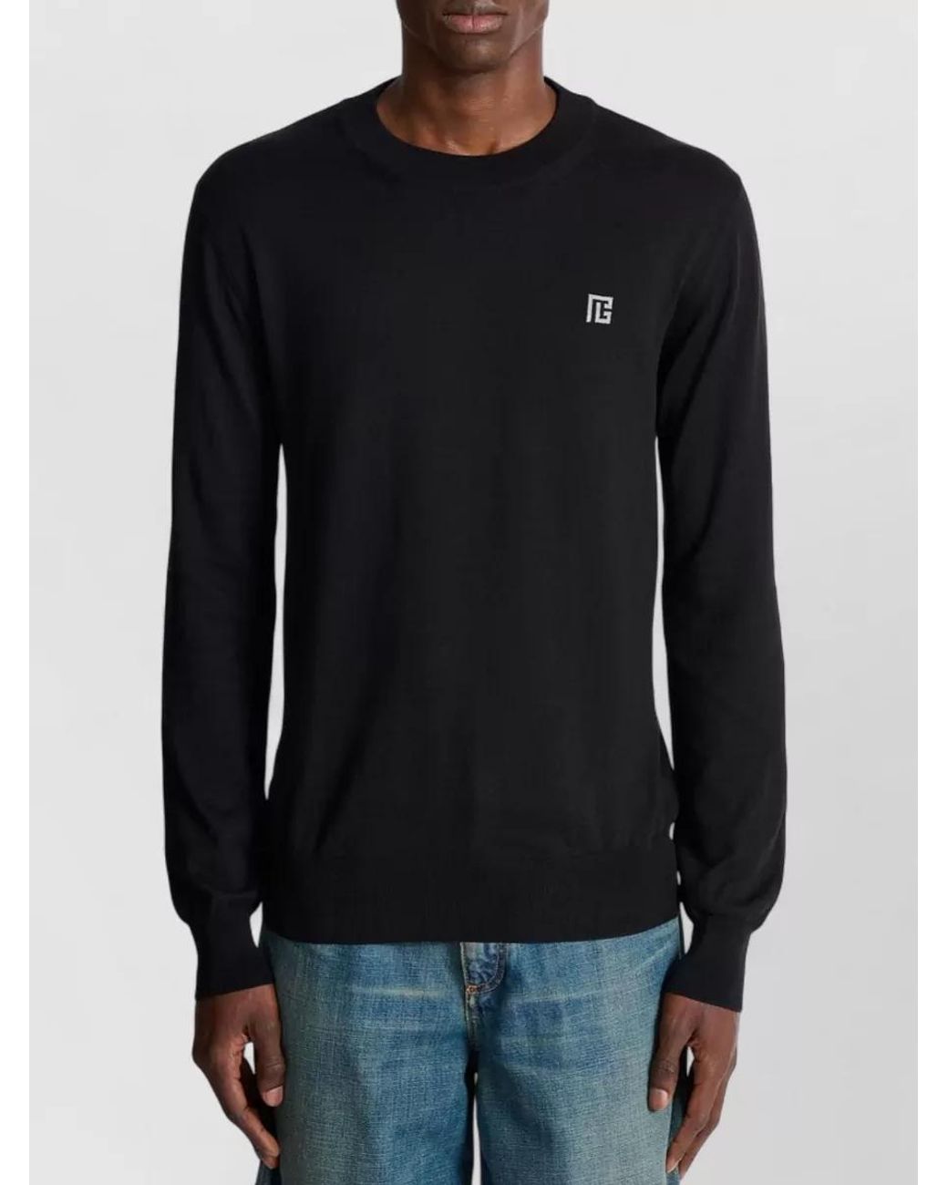 Balmain Blue Cotton Crew-Neck Jumper