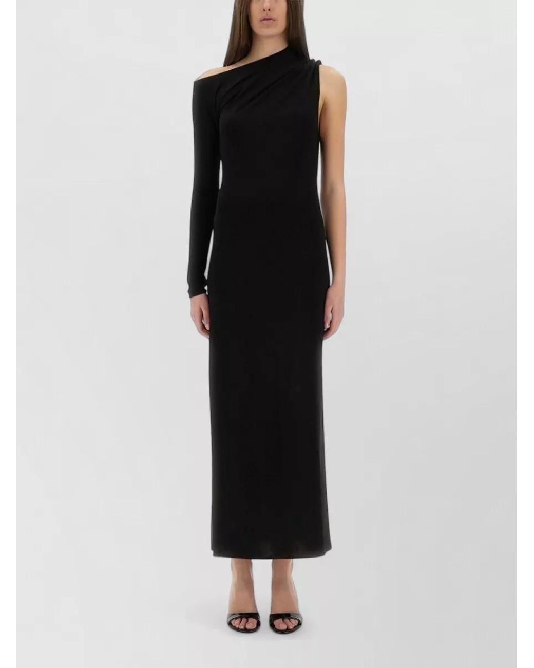 Courreges Black One-Shoulder Maxi Dress