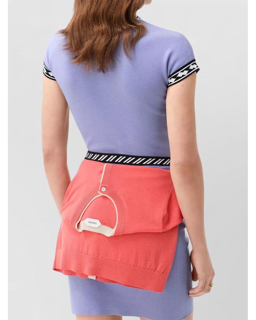 Versace Blue Cotton Short-Sleeve Mini Dress