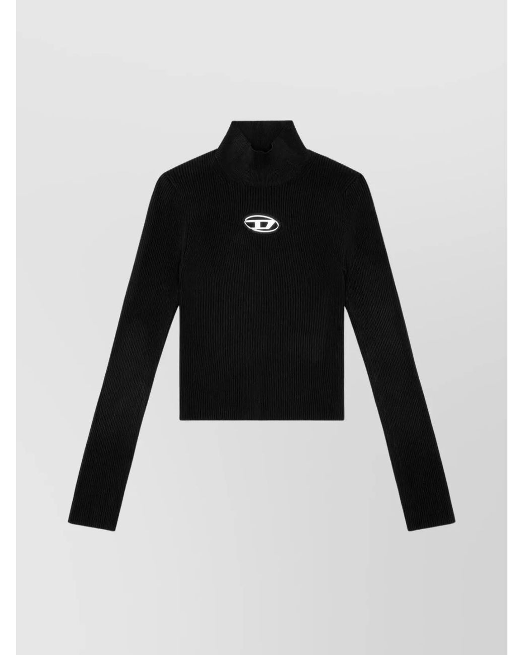 DIESEL Black Ribbed Slim-Fit High-Neck Knitted Top
