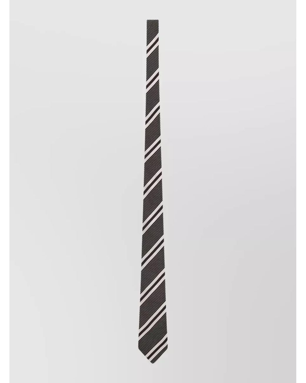 Saint Laurent White Silk Jacquard Striped Tie
