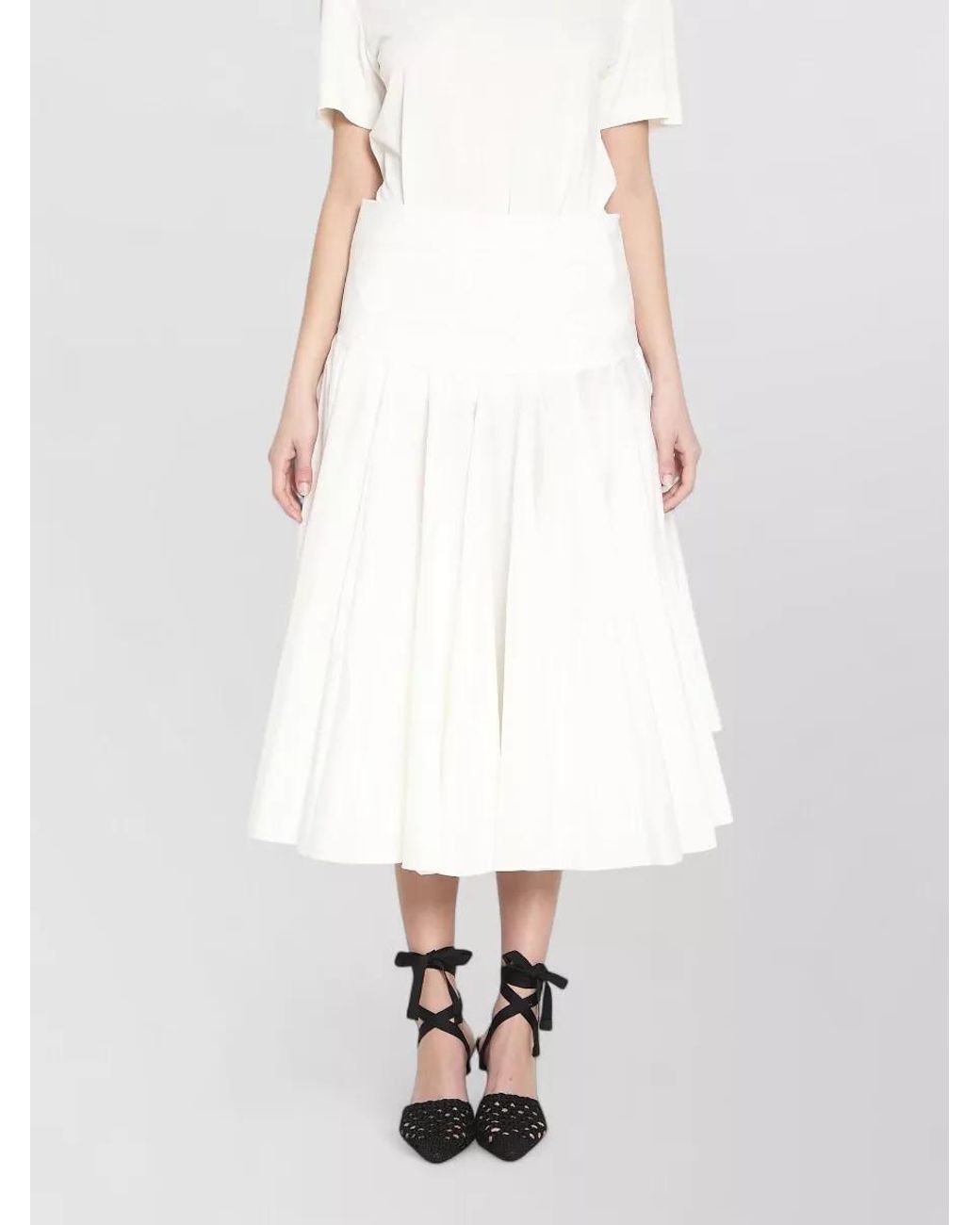 Jacquemus White High-Rise Draped Midi Skirt