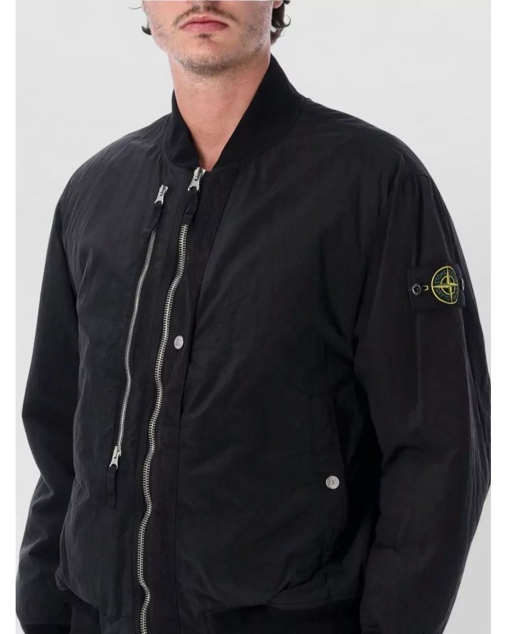 Stone Island Blue Nylon Bomber Jacket for men