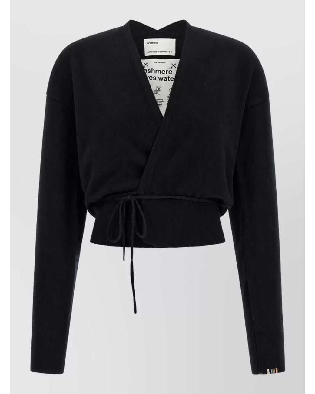 Extreme Cashmere Black Cashmere Ribbed Wrap Cardigan