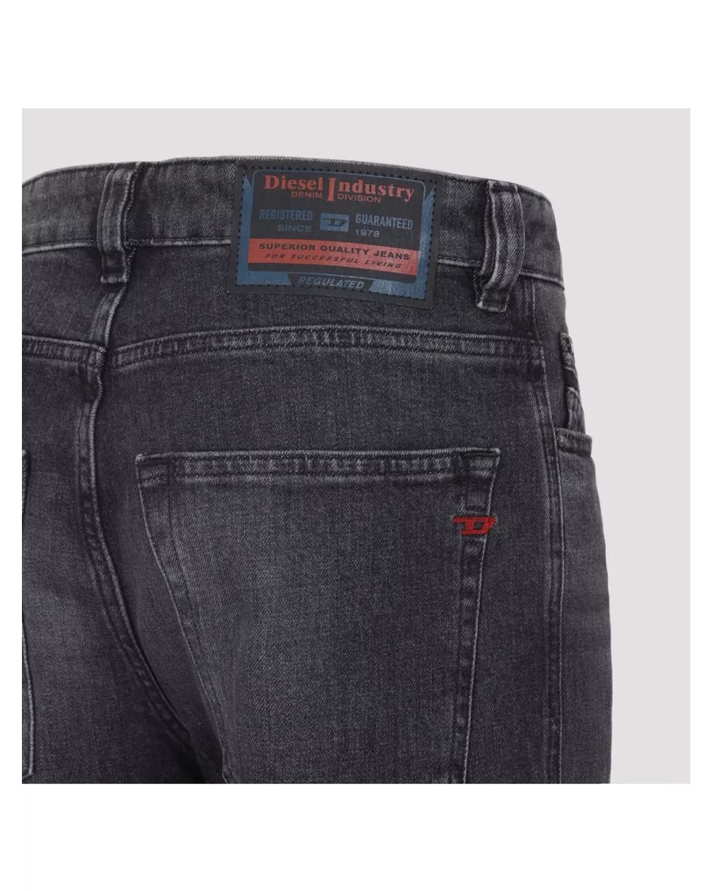 DIESEL Blue Denim Low-Rise Straight-Leg Jeans